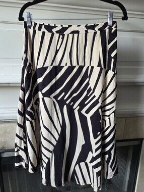Anthropologie Maeve Navy & Ivory Abstract Zebra Print Midi Skirt